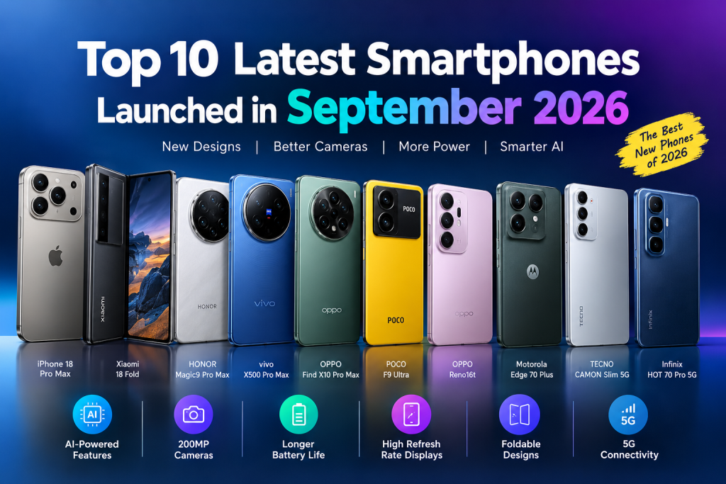 Top 10 Latest Smartphones Launched in September 2026