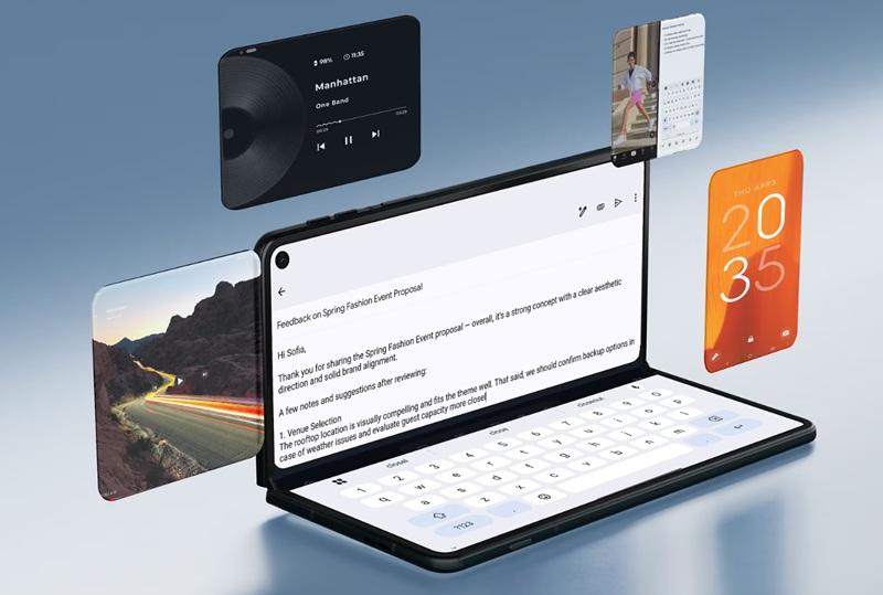 Concept render of the rumored Motorola Razr Flex wide foldable smartphone